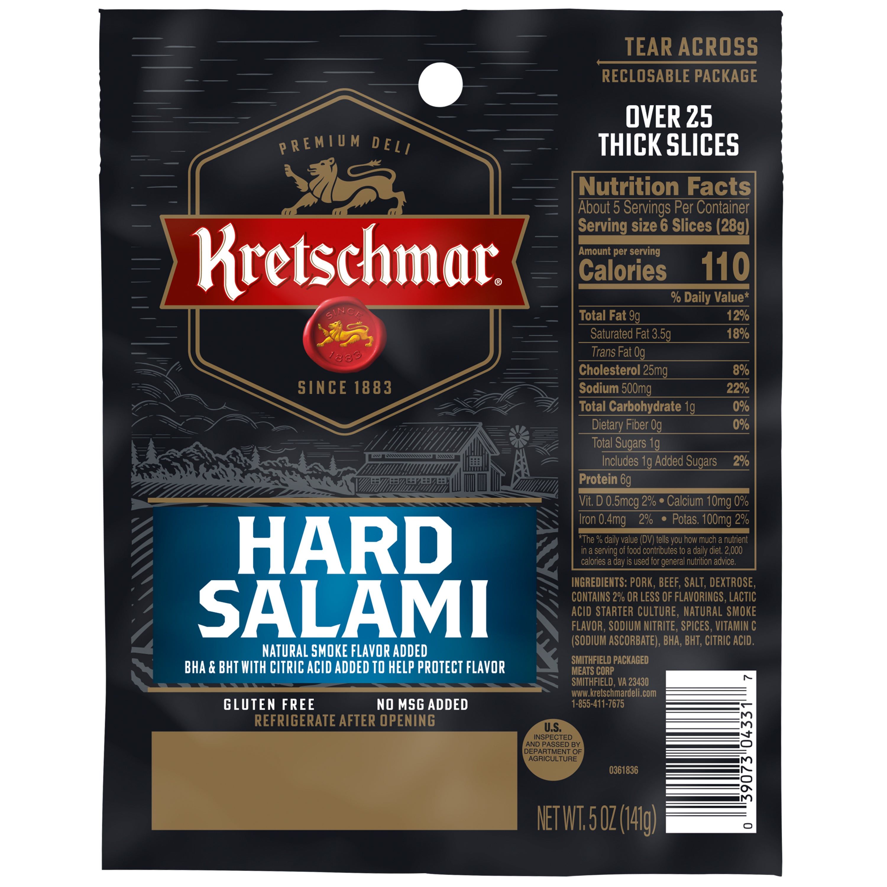 PreSliced Hard Salami Pillow Pack Kretschmar